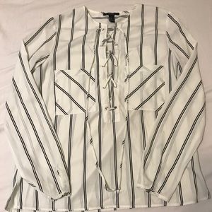 Forever 21 sheer Lace up Shirt